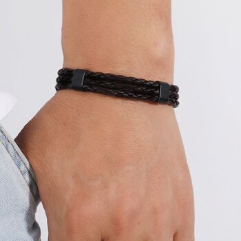 Bracelet à fermoir en cuir pour hommes 3