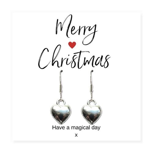 Heart Stud Earrings & Merry Christmas Card