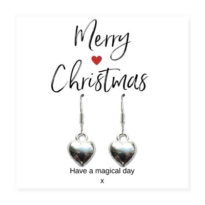 Heart Stud Earrings & Merry Christmas Card