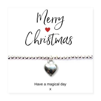 Mini Silbernes Herzarmband & Frohe Weihnachtskarte