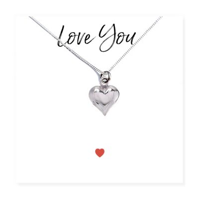 Heart Necklace & Love You Message Card