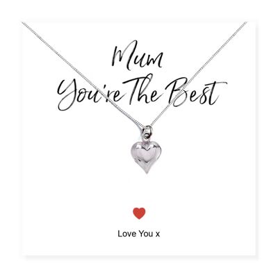 Mum You're The Best Heart Necklace & Message Card