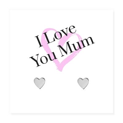 I love You Mum Painted Heart Earrings & Message Card