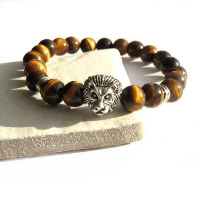 Pulsera de león con ojo de tigre para hombre