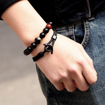 Bracelet ancre noir pour homme 2