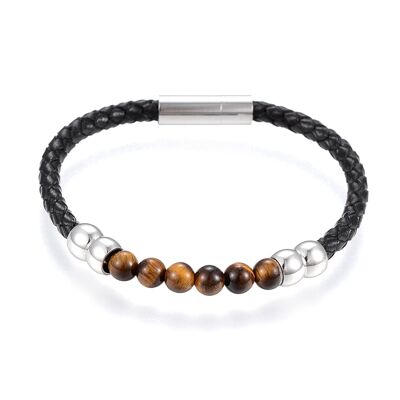 Bracelet en cuir oeil de tigre pour homme