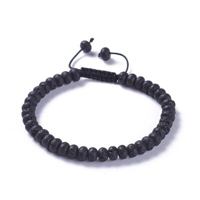 Pulsera de cuentas de lava negra para hombre