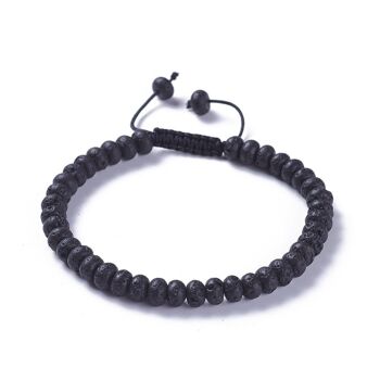 Bracelet homme en perles de lave noires 1