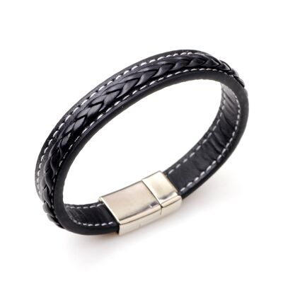 Schwarzes Kunstlederarmband für Herren