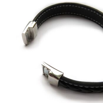 Bracelet homme en simili cuir noir 3