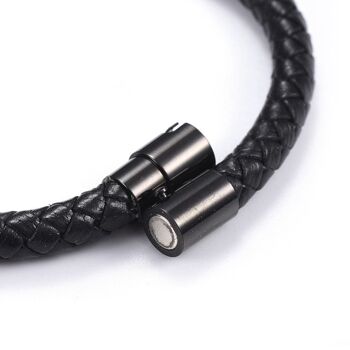 Bracelet homme en cuir noir avec corde 4