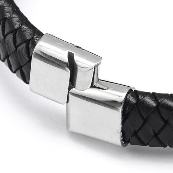 Bracelet de luxe en cuir noir pour hommes 3