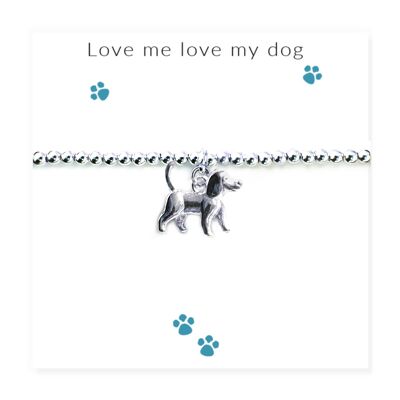 Love Me Love My Dog Pulsera en Tarjeta con Mensaje