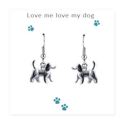 Love Me Love My Dog Boucles d'oreilles sur carte de message