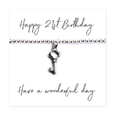 Happy 21st Birthday Bracelet & Message Card