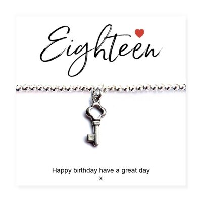 18th Birthday Stretch Beaded Bracelet & Message Card