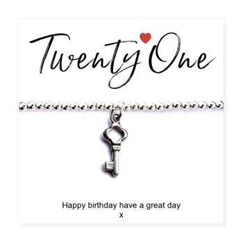 Bracelet de perles extensibles et carte de message 21e anniversaire 1