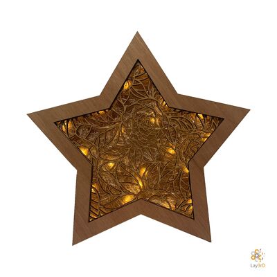 Lay3rD Lasercut - Estrella de Navidad de madera - Rosa - Harwood y MDF