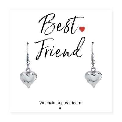 Boucles d'oreilles et carte de message Best Friend