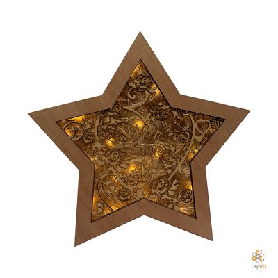 Lay3rD Lasercut - Wooden Christmas Star - With Love - Harwood & MDF