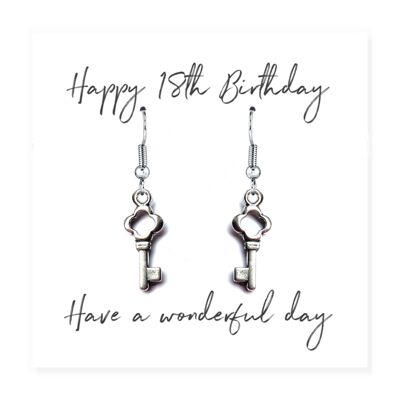 Happy 18th Birthday Earrings & Message Card