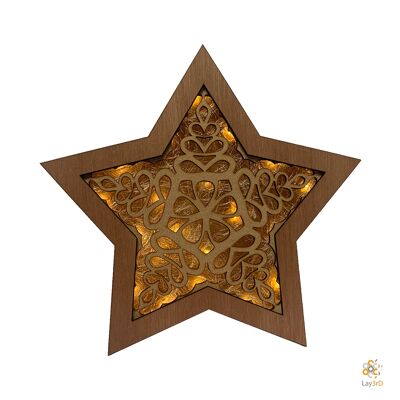 Lay3rD Lasercut - Estrella de Navidad de madera - Nieve - Harwood y MDF