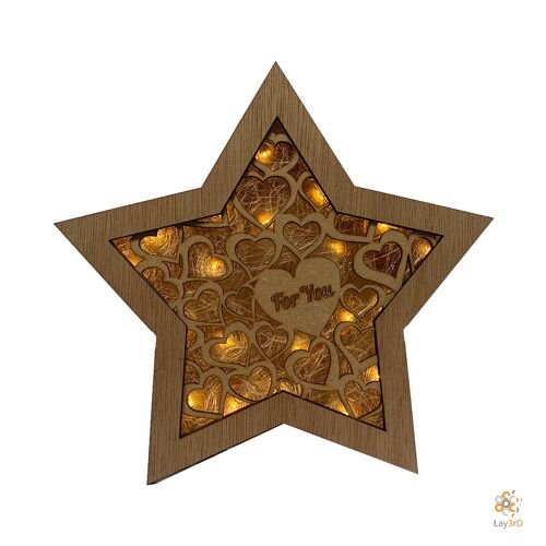Lay3rD Lasercut - Houten kerstster - For You - Harwood & MDF