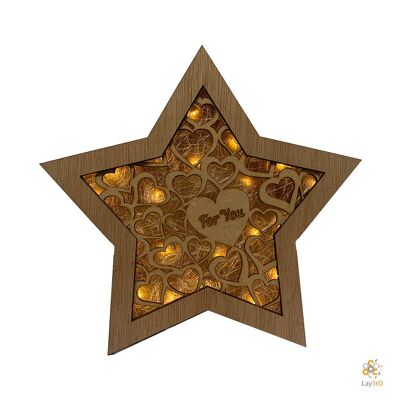 Lay3rD Lasercut - Wooden Christmas Star - For You - Harwood & MDF