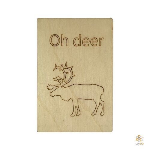 Lay3rD Lasercut - Houten Kerstkaart - Oh Deer - Berk