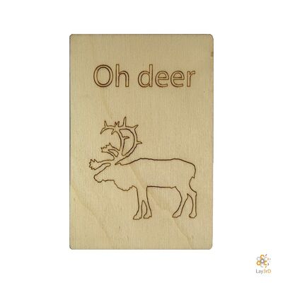 Lay3rD Lasercut - Houten Kerstkaart - Oh Deer - Berk