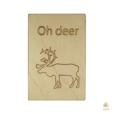 Lay3rD Lasercut - Wooden Christmas Card - Oh Deer - Berk