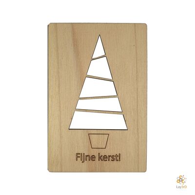 Lay3rD Lasercut - Tarjeta de Navidad de madera - Feliz árbol de Navidad - Abedul