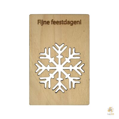 Lay3rD Lasercut - Houten Kerstkaart - Fijne Feestdagen - Berk