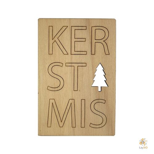 Lay3rD Lasercut - Houten Kerstkaart - Christmas Tree - Berk