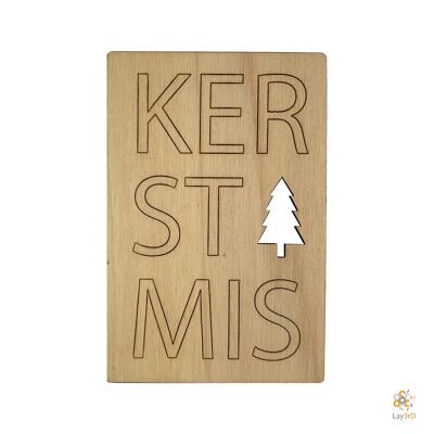 Lay3rD Lasercut - Houten Kerstkaart - Christmas Tree - Berk