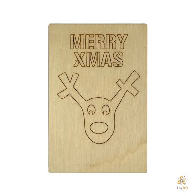 Lay3rD Lasercut - Cartolina di Natale in legno - Merry XMAS Cartoon - Berk