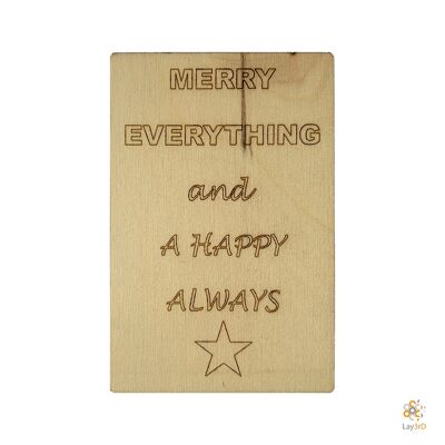 Lay3rD Lasercut - Wooden Christmas Card - Merry Everything And A Happy Always - Berk