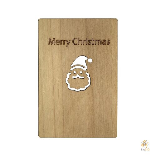 Lay3rD Lasercut - Houten Kerstkaart - Merry Christmas Kerstman - Berk