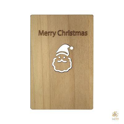 Lay3rD Lasercut - Wooden Christmas Card - Merry Christmas Santa - Berk
