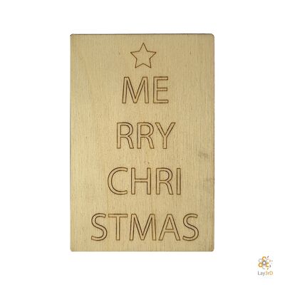 Lay3rD Lasercut - Carte de Noël en bois - Joyeux Noël écrit dans l'arbre - Berk