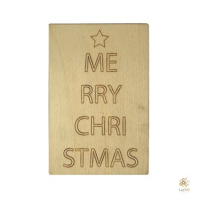 Lay3rD Lasercut - Wooden Christmas Card - Merry Christmas Written In Tree - Berk