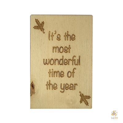 Lay3rD Lasercut - Wooden Christmas Card - It's The Most Wonderful Time Of The Year - Berk