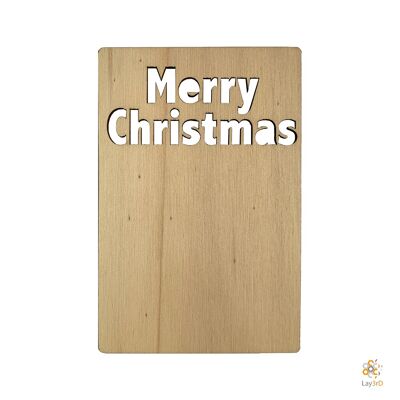 Lay3rD Lasercut - Wooden Christmas Card - Merry Christmas - Berk