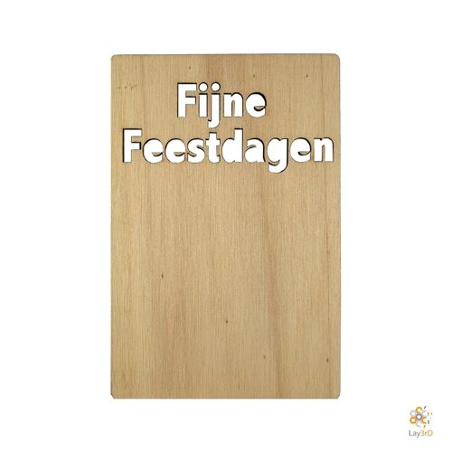 Lay3rD Lasercut - Houten Kerstkaart - Fijne Feestdagen - Berk1