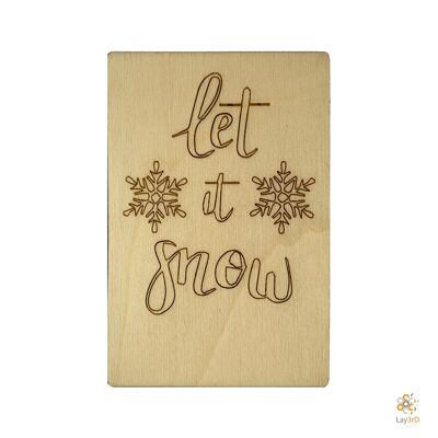 Lay3rD Lasercut - Houten Kerstkaart - Let It Snow - Berk