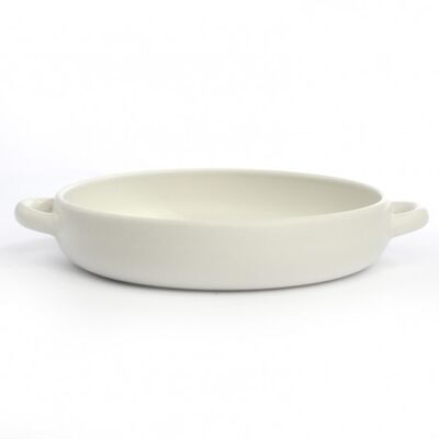 Stoneware plate with handles - matt white - 20cm