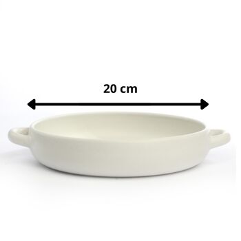 Assiette en grès avec anses - blanc mat - 20cm 2