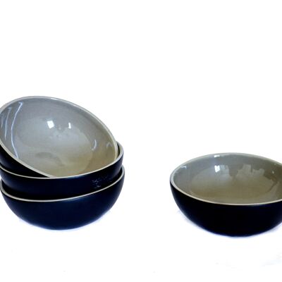Stoneware bowl - matt black / linen - 220ml