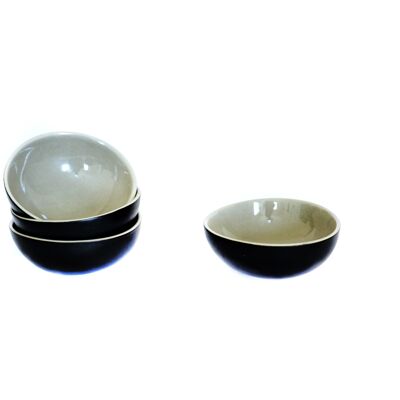 Stoneware bowl - matt black / linen - 100ml