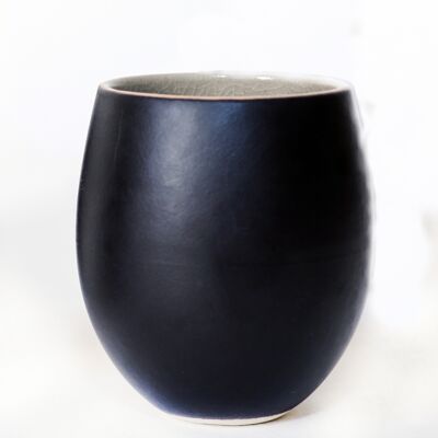 Stoneware espresso cup - matt black / linen - 14cl